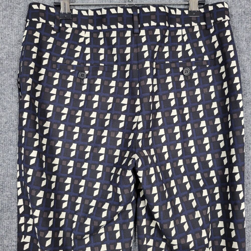 THEORY Treeca Black Geo Plaid Virgin Wool Cropped Pants Office Career SIZE 4 - Picture 6 of 11
